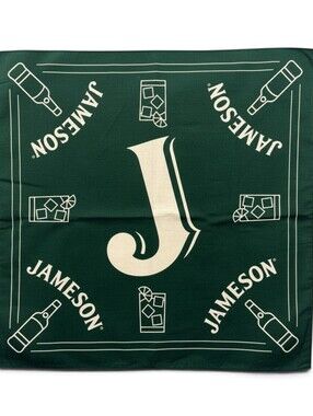New Jameson Irish Whiskey 21" X 21" Green Bandana Bar Man Cave